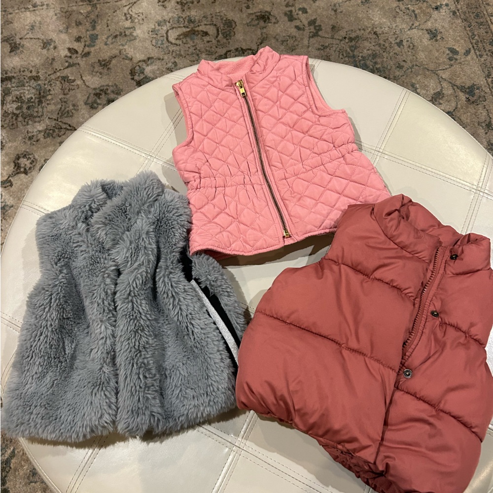 Old Navy Pink, Gray, and Red Kids Vests